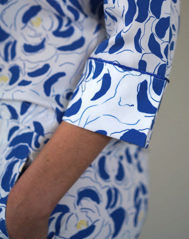 Nêge Paris - Pyjama Archipel chemise pantalon couleur bleu et blanc