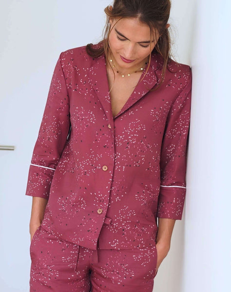 Chemise de pyjama éco-responsable Premiers Emois rouge rosé 100% Tencel Lyocell