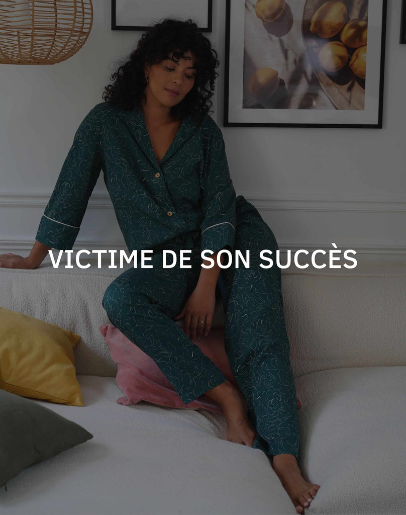Nêge Paris - Pyjama Jardin Dansant chemise pantalon vert en 100% tencel lyocell certifié oeko-tex no-wdf