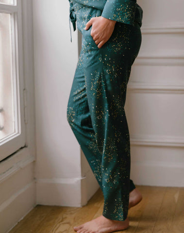 Pantalon de pyjama imprimé vert - Matière écologique 100% Tencel lyocell 