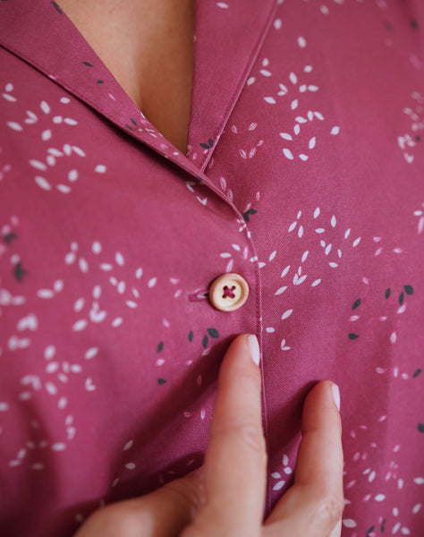 Pyjama éco-responsable Premiers Emois rouge rosé 100% Tencel Lyocell
