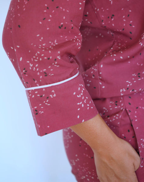 Eco-responsible shirt from pyjamas  Premiers Emois  rose red 100% Tencel Lyocell