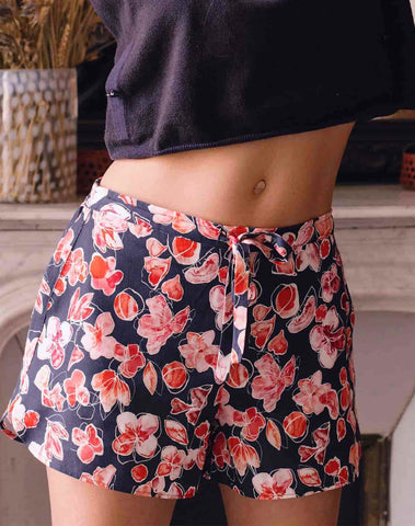 Nêge Paris - Short jour & nuit Encore un Soir bleu rouge rose en tencel lyocell certifié oeko-tex