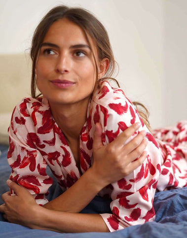 Pyjama Nêge Paris chemise pantalon rouge bordeaux 100% tencel lyocell certifié oeko-tex