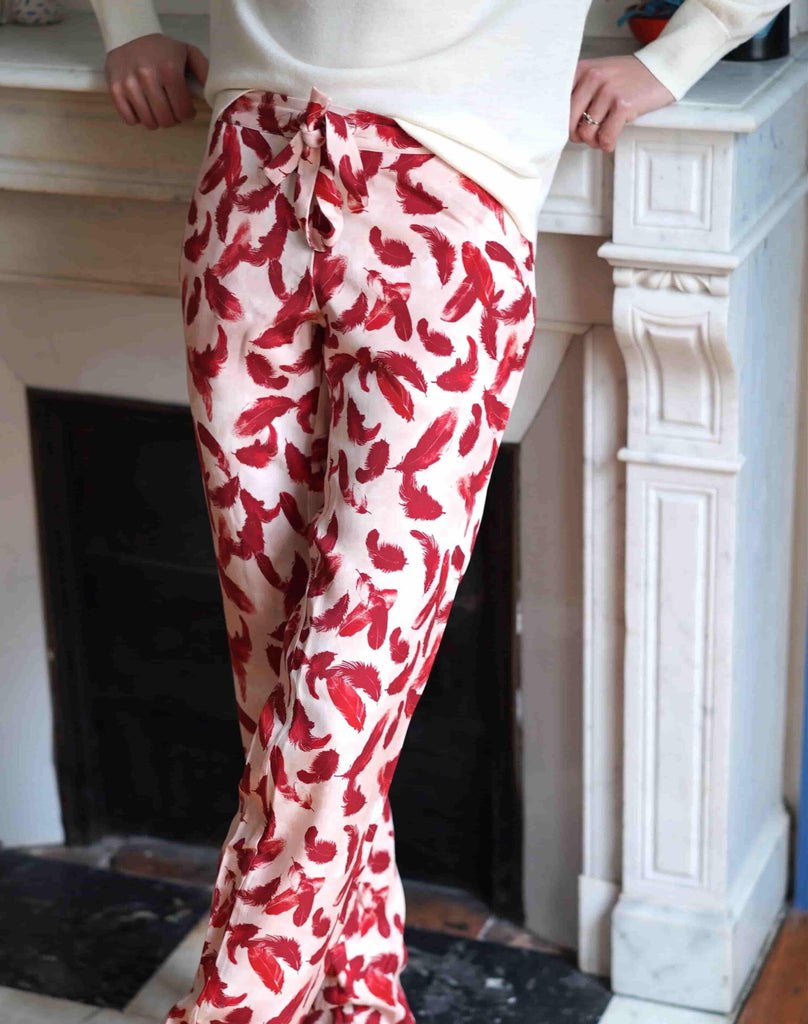 Pyjama Nêge Paris chemise pantalon rouge bordeaux 100% tencel lyocell certifié oeko-tex