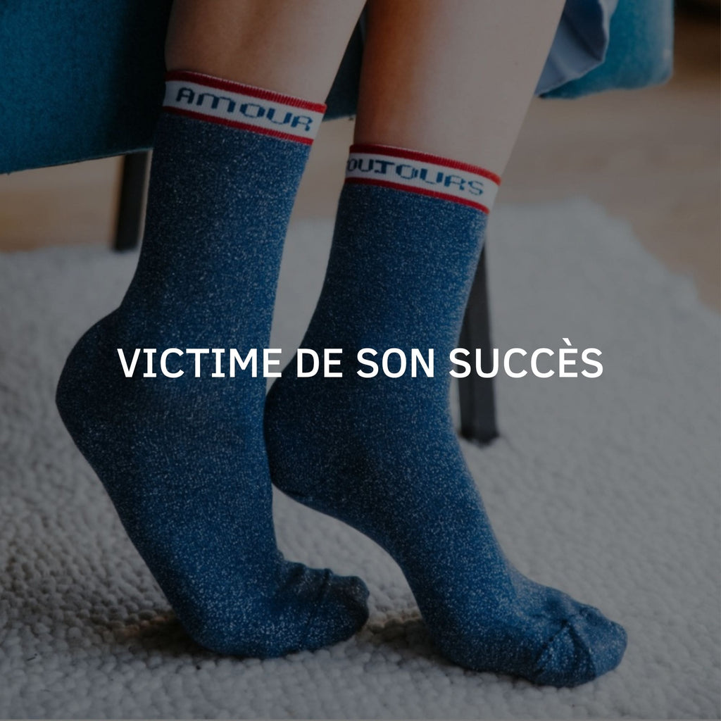 Chaussettes à paillettes bleues fabriquées en France